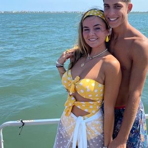 Fashion Nova yellow & white polka dot one piece